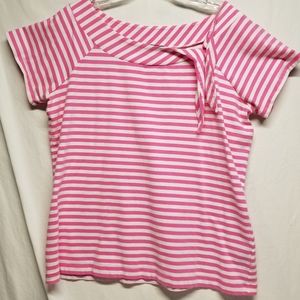 Chaps XL SS Boat Neck Pink/White Striped Top